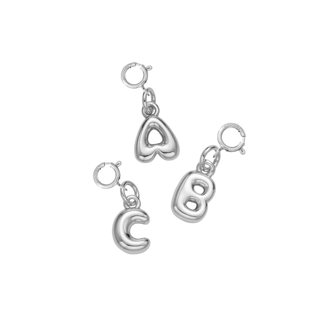 Hair Clip Charm — Bubble Initial (Silver)