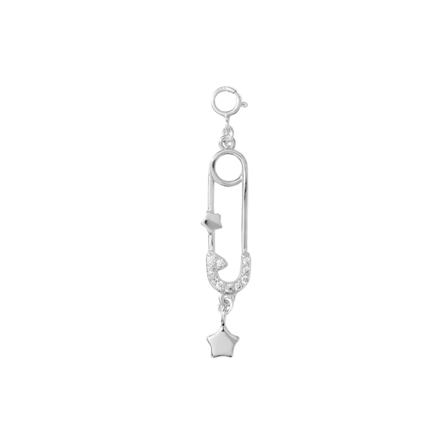 Hair Clip Charm — Starry Safety Pin (Silver)