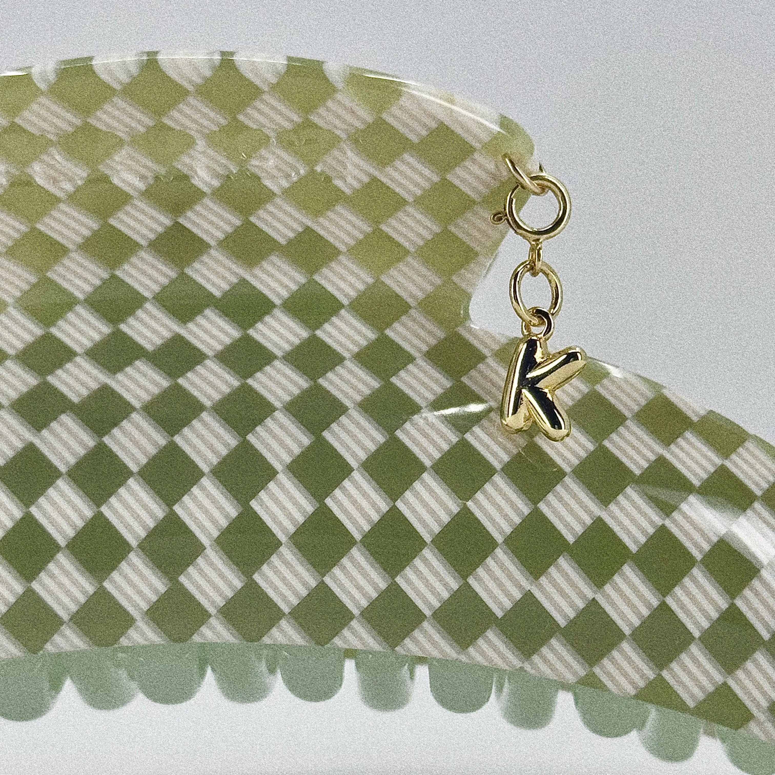 Slim Hair Claw Clip — Olive Checker - Image 2