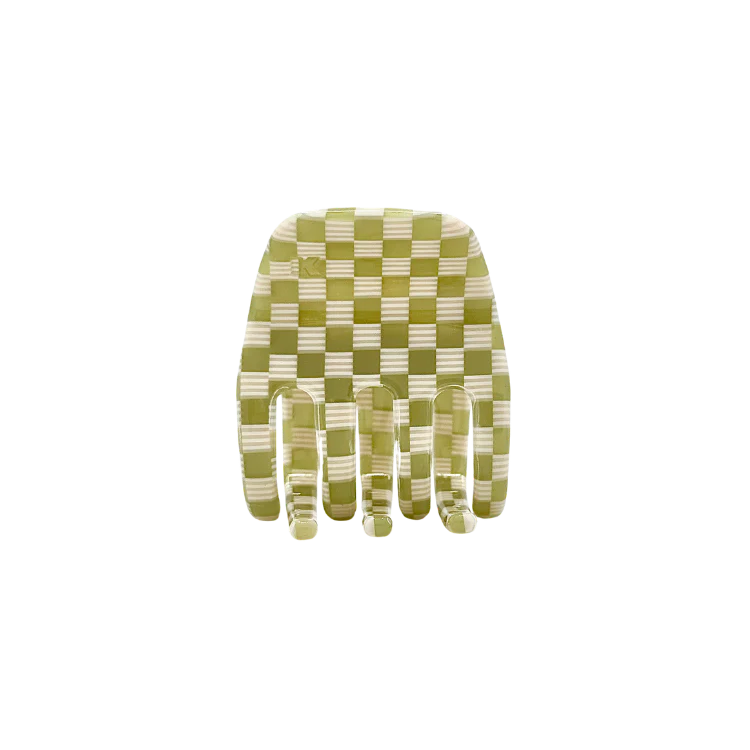 Small Hair Claw Clip — Olive Checker
